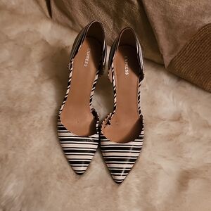 Express Black and White Striped Women's Shoes